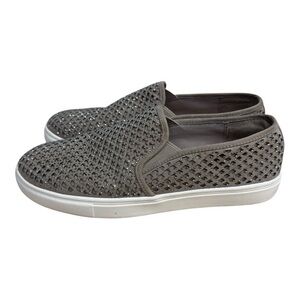 Wild Pair Women’s Slip-On Sneakers – Size 9 Taupe Gray Glitzy Shoe Comfort
